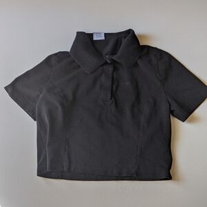 Outdoor Voices Black Cropped Polo Shirt